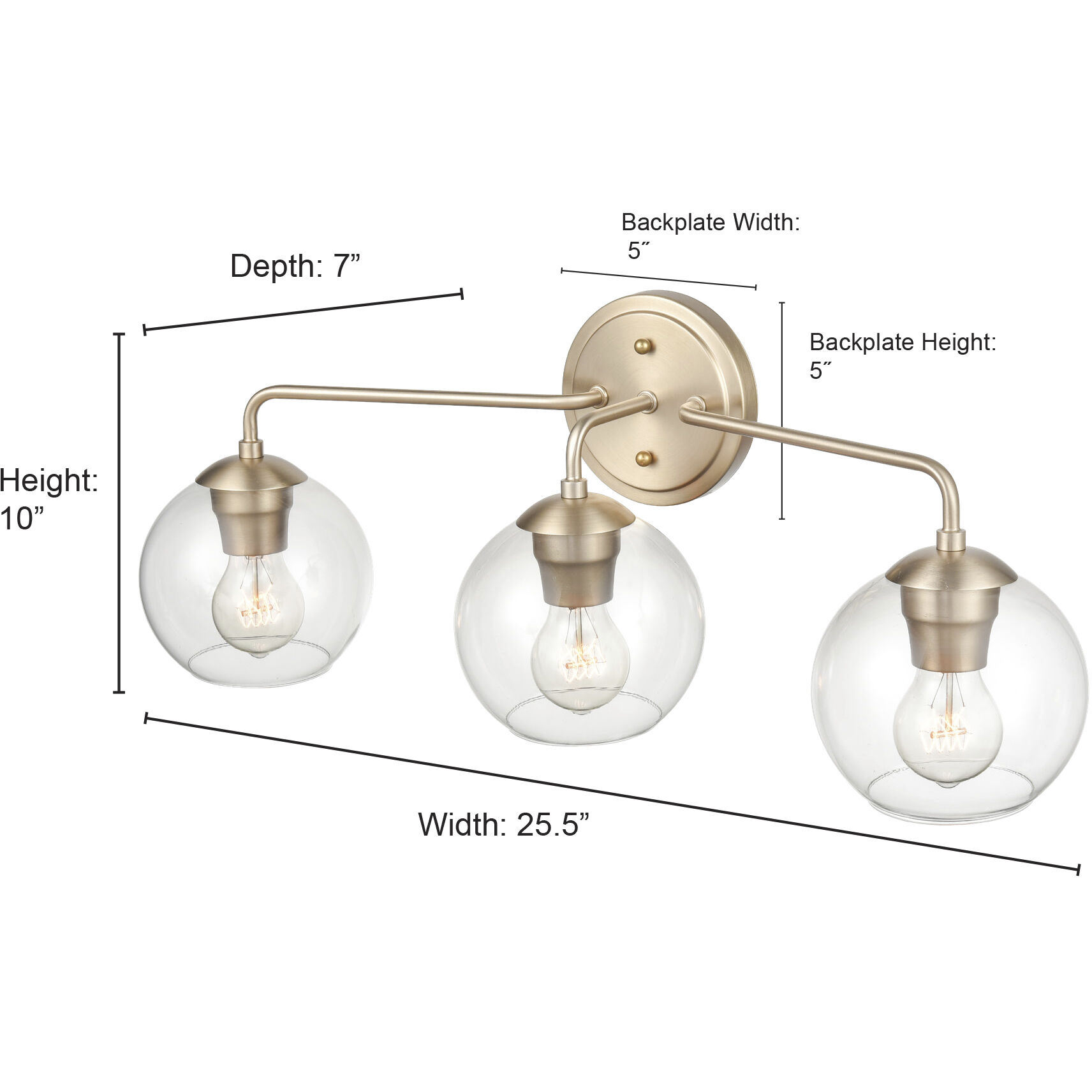 Solmer 3 Light 25.5 inch Matte Black Bathroom Vanity Light Wall Light